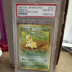The Pokemon Company 1999 Japanese Neo Chikorita #152 Double White Star PSA 10 - Image 1