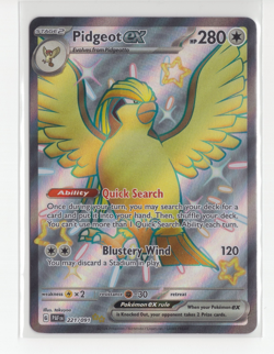 Pokemon TCG Pidgeot ex 221/091 Shiny Full Art Paldean Fates Nm - Image 1
