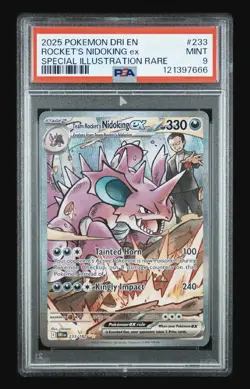 2025 POKEMON DESTINED RIVALS 233 TEAM ROCKET'S NIDOKING SIR PSA 9 - Image 1