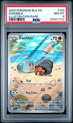 2025 POKEMON BLK EN-BLACK BOLT ILLUSTRATION RARE #129 DWEBBLE PSA 8 - Image 1