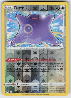 Ditto 107/159 Holo Rare Crown Zenith Pokemon Reverse Holo Near Mint - Image 1