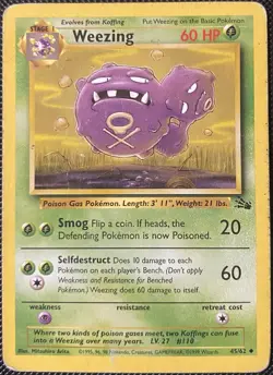 Weezing 45/62 Fossil Regular *DAMAGED* Pokemon Card - Image 1