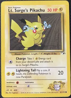 Lt. Surge's Pikachu 081/132 Gym Heroes Regular - Pokemon Card - Image 1