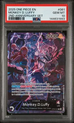 One Piece CCG Monkey.D.Luffy 2nd Anniversary Set OP09-061 PSA 10 Gem Mint - Image 1