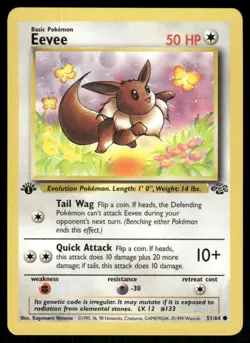 Pokemon Cards Eevee 51/64 1st Edition Jungle WOTC Common NM - Image 1