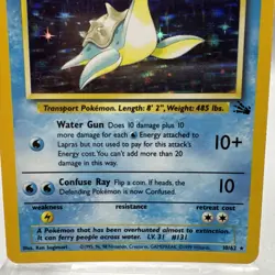 Lapras - 10/62 - Pokemon Card Fossil Unlimited Holo Rare - LP - Image 3