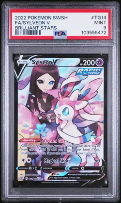 2022 POKEMON SWORD & SHIELD BRILLIANT STARS #TG14 FA/SYLVEON V PSA 9 - Image 1