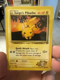 PACK FRESH 2000 LT. SURGE’S PIKACHU Original Pokemon 84 / 132 Vintage - Image 1