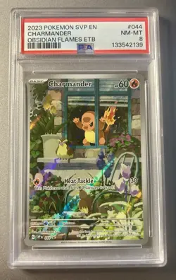 Pokemon TCG Charmander Obsidian Flames ETB PSA 8 - Image 1