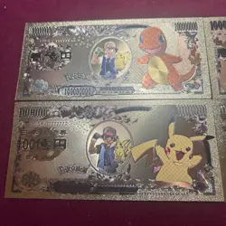 Set Of 4 Pokemon Nippon Ginko Gold Foil Notes. - Image 2