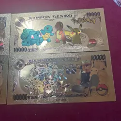Set Of 4 Pokemon Nippon Ginko Gold Foil Notes. - Image 4