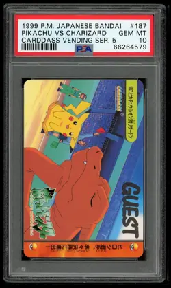 Pokemon Japanese Carddass 1999 187 Pikachu Vs Charizard Bandai PSA 10 66264579 - Image 1