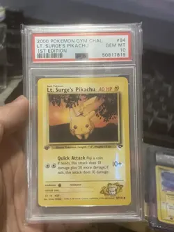 2000 Pokemon Gym Challenge 1st Ed. Lt. Surge's Pikachu #84 PSA 10 Gem Mint - Image 1