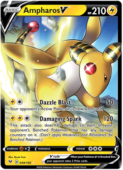 POKEMON AMPHAROS V 049/185 VIVID VOLTAGE ULTRA RARE HOLO NEAR MINT - Image 1