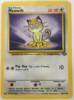 POKEMON MEOWTH 56/64 JUNGLE COMMON NEAR MINT - Image 1