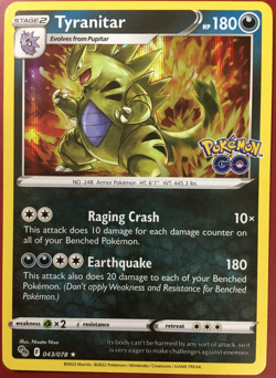POKEMON TYRANITAR 043/078 POKEMON GO RARE HOLO NEAR MINT - Image 1
