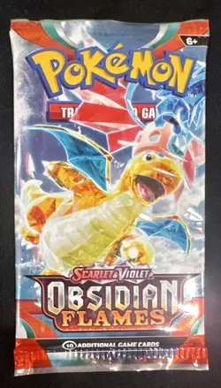 Pokemon TCG Scarlet & Violet Obsidian Flames Sealed Booster Pack 10 Cards EN - Image 1