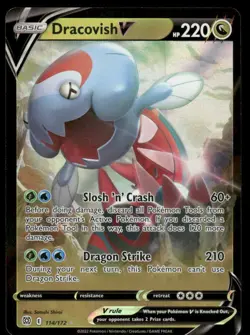 Pokemon Cards Dracovish V 114/172 Brilliant Stars Holo V Rare NM - Image 1