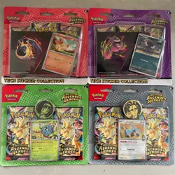 Pokemon TCG: Set of 4🔥 Ascended Heroes Tech Sticker Collections & Blister Packs - Image 1