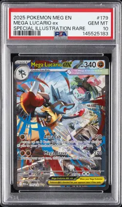 2025 POKEMON MEG EN-MEGA EVOLUTION #179 MEGA LUCARIO EX PSA 10 - Image 1