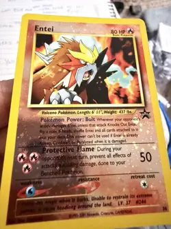2001 Pokemon Entei Reverse Hologram #34 Movie 3 Black Star Promo new free ship - Image 1