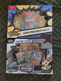 Pokemon TCG Victini Illustration Collection Box and Mega Feraligatr EX Box LOT - Image 1