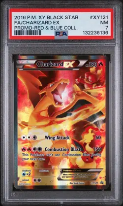 2016 POKEMON XY BLACK STAR PROMO #XY121 FULL ART/CHARIZARD EX PSA 7 - Image 1