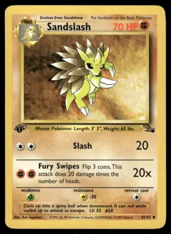 Pokemon Cards Sandslash 41/62 1st Edition Fossil WOTC Uncommon NM - Image 1
