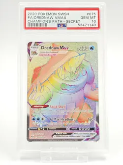 2020 POKEMON SWORD & SHIELD CHAMPION'S PATH #075 FA/DREDNAW VMAX SECRET PSA 10 - Image 1
