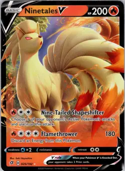 Ninetales V 026/192 Holo V Rare Rebel Clash NM - Image 1