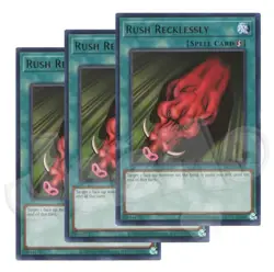 Yugioh - Rush Recklessly x 3 - Rare NM - Plus Free Holographic Card - Image 1