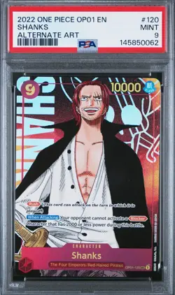One Piece CCG Shanks Romance Dawn SEC Alt Art PSA 9 - Image 2