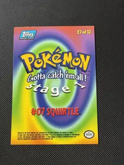 1999 Topps Pokemon Squirtle #07 Stage 1 E7 of 12 Blue Logo - Near Mint - Image 2