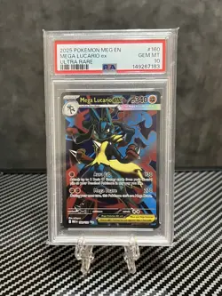 2025 POKEMON MEG EN-MEGA EVOLUTION ULTRA RARE #160 MEGA LUCARIO EX PSA 10 - Image 1