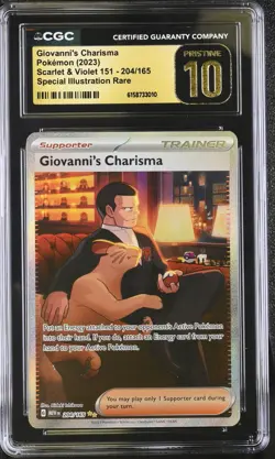 Pokemon Giovanni's Charisma 204/165 Scarlet & Violet 151 - CGC 10 PRISTINE - Image 1