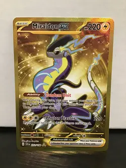 Miraidon ex 253/198 Pokemon Scarlet & Violet Gold Holo Full Art Secret Rare - Image 1