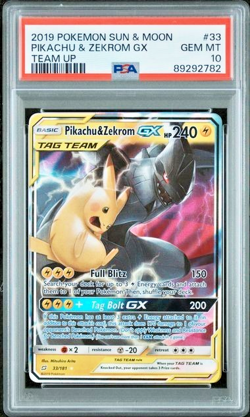Pokemon PSA 10 GEM MINT Pikachu & Zekrom GX 33/181 Team Up Holofoil 2019 33 - Image 1
