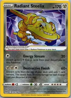 Radiant Steelix 124/196 Radiant Rare Lost Origin Pokemon Near Mint - Image 1