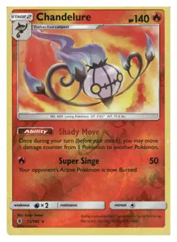 Chandelure 13/145 Holo Holo Rare Guardians Rising Pokemon Reverse Holo MP - Image 1