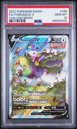 2021 POKEMON SWORD & SHIELD CHILLING REIGN #185 FULL ART/TORNADUS V PSA 10 - Image 1
