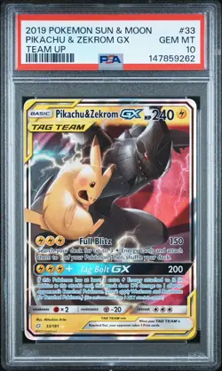 PSA 10 Pikachu & Zekrom GX 33/181 Holo Team Up 2019 Pokemon - Image 1