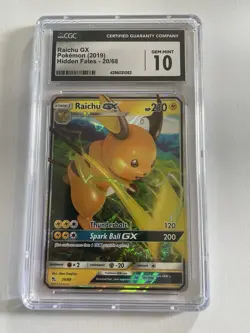 CGC 10 Raichu GX 20/68 S&M Hidden Fates Pokemon Card - Image 1