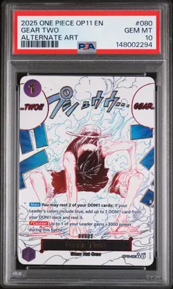 2025 ONE PIECE OP11-A FIST OF DIVINE SPEED ALTERNATE ART #080 GEAR TWO PSA 10 - Image 1