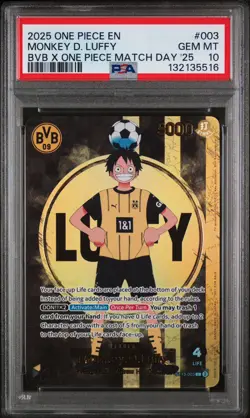 One Piece Promo ST13-003 Monkey D Luffy BVB X One Piece Match Day '25 PSA 10 - Image 1