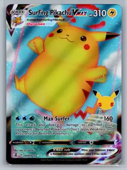 Surfing Pikachu VMAX Celebrations #009/025 Ultra Rare,Holo Pokemon Card - Image 1