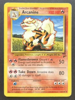 Pokemon TCG Arcanine Base Set 2 33/130 Regular Unlimited Uncommon Card MP - Image 1