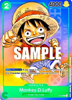 Monkey D. Luffy P-037 PR RARE Gen Con Foil 2023 One Piece Card Game English - Image 1