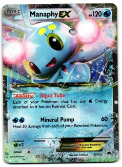 Manaphy EX 32/122 - BREAKpoint Rare EX Pokemon TCG Holo - MP Card - Image 1