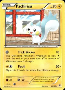 Pokemon Pachirisu XY - Phantom Forces 25/119 Light Play LP+ or Better - Image 1