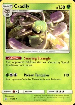 Pokemon Cradily SM - Cosmic Eclipse 11/236 Light Play LP+ or Better - Image 1